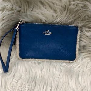 Coach Sherpa Trim Wristlet